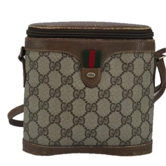 GUCCI GG Supreme Web Sherry Line Shoulder Bag PVC Beige Red - Picture 11 of 15